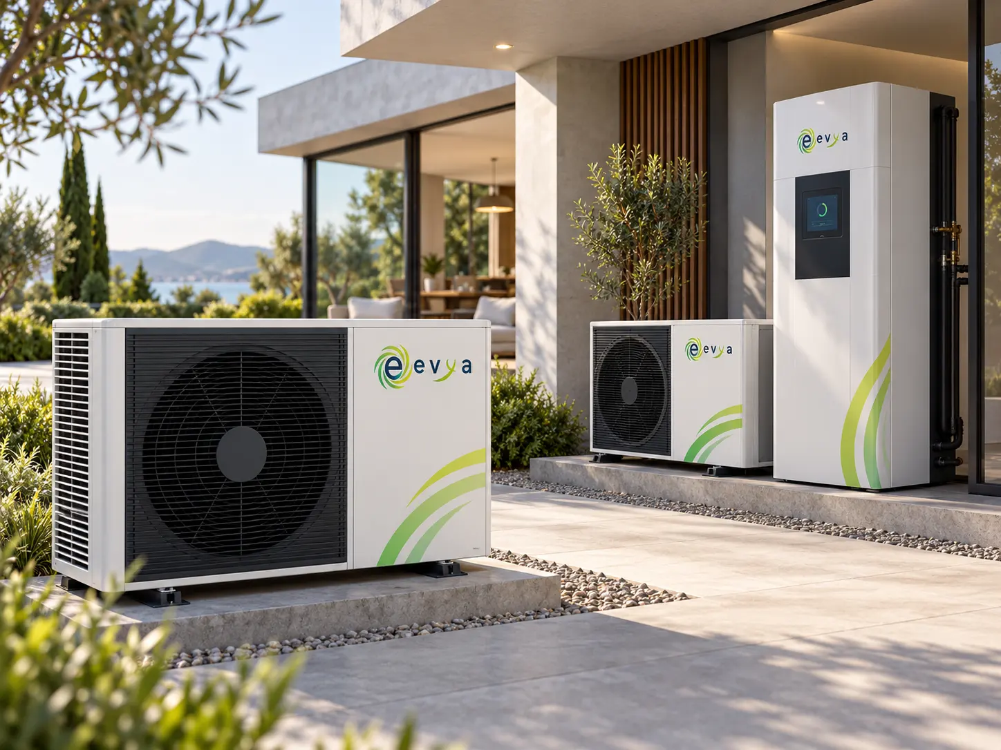 Pompa di calore EVYA aria-acqua, monoblocco e split